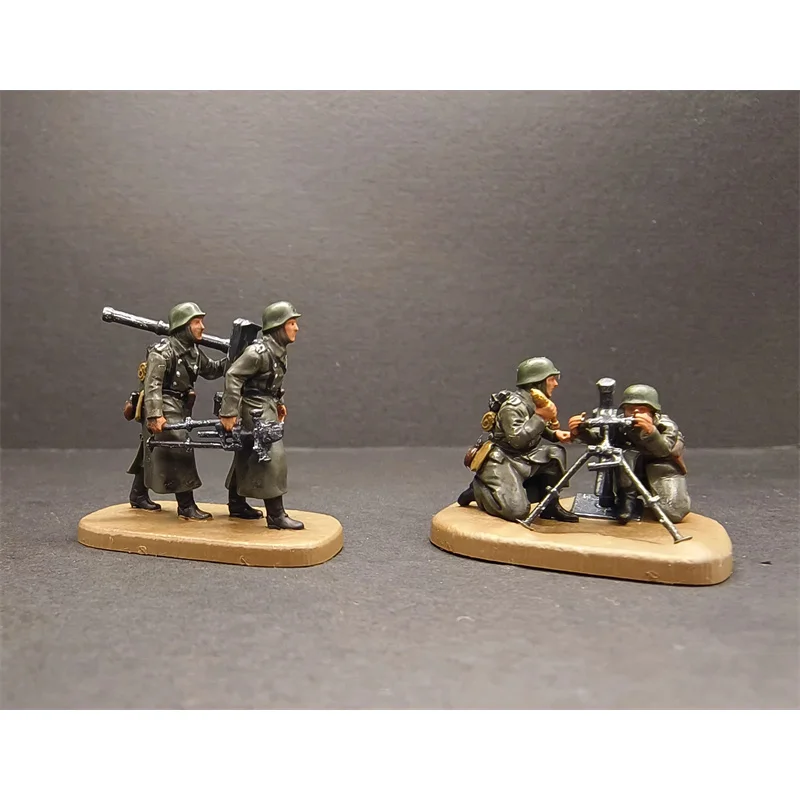 1:72 Scale Model 3D Printing Painted 4Pcs German 81mm Mortar Unit Soldiers Doll Toys DIY Scene Accessory Display Collection Fans