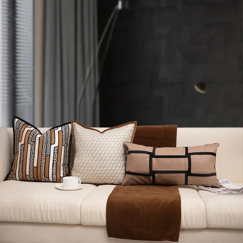30X50/45X45CM Nordic Borwn Throw Pillow Cover Modern Light Luxury Waist Cushion Cover Decor Home Decorative Pillowcase