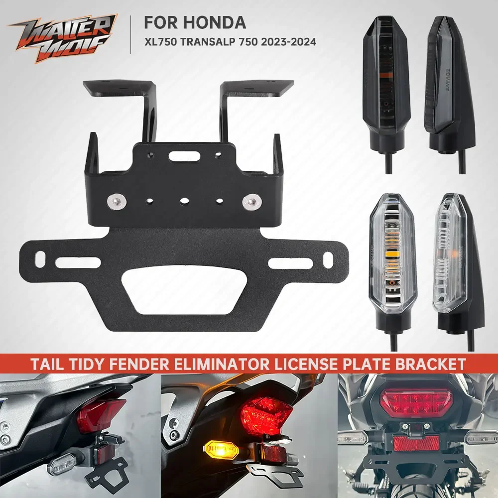 

For Honda XL750 Transalp 750 2023-2024 Tail Tidy License Plate Bracket LED Indicator Fender Eliminator Registration Frame Holder