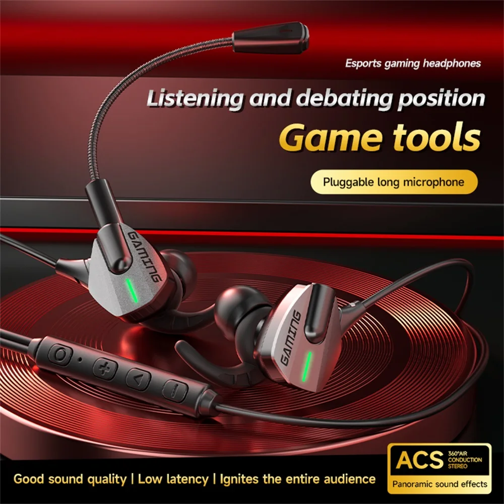 Headset Gamer Headphones In- Ear Wired Earphone HD Noise-canceling Headset Gaming Earbuds With Mic For Iphone 17 16 Samsung