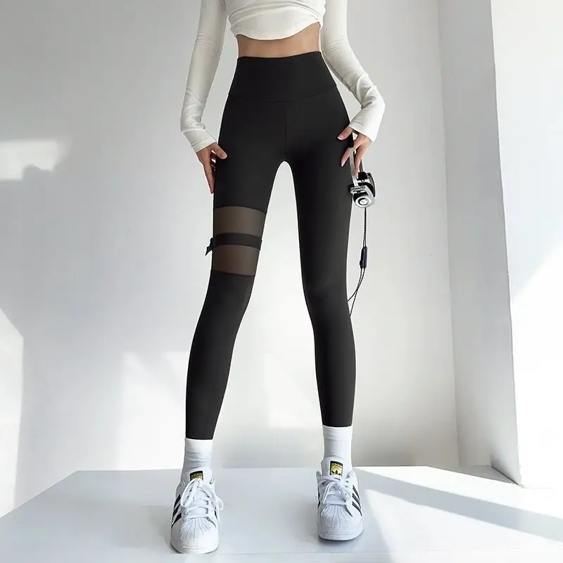 Women Athletic High Waist Stretchy Yoga Trousers Outer Wearing Running Gym Outdoor Multi-scene Fitness Compression Leggings