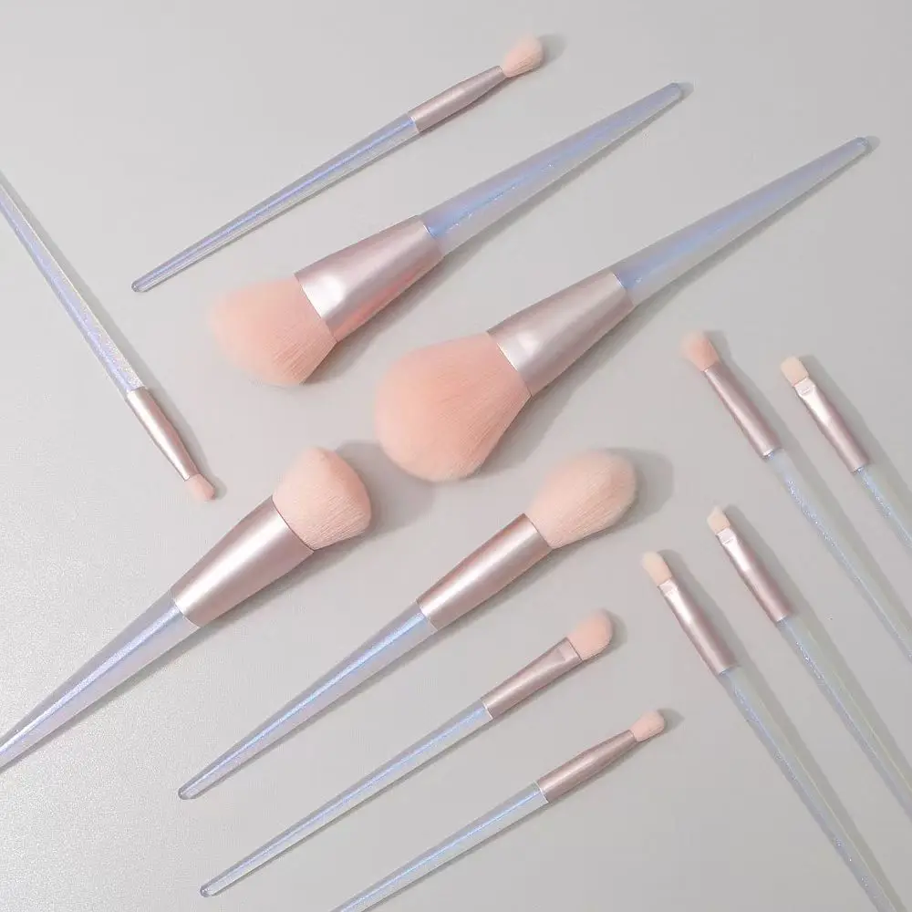 مجموعة فرش مكياج احترافية جديدة مكونة من 12 قطعة بمقبض كريستالي - مجموعة فرش مستحضرات التجميل المحمولة لظلال العيون