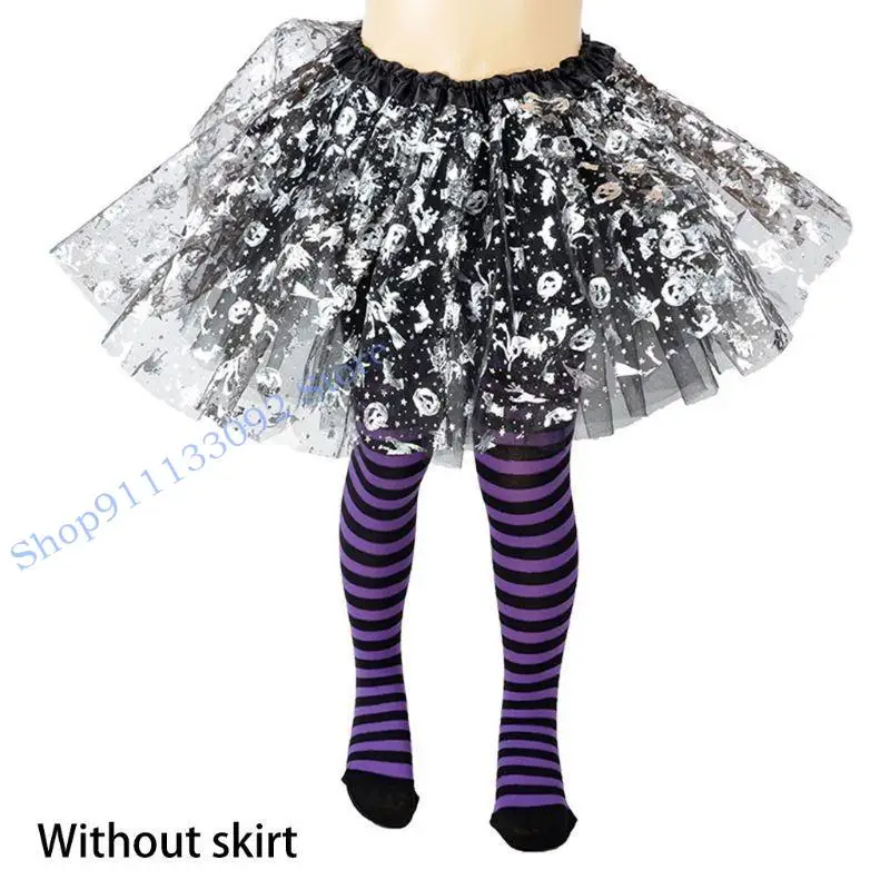 H9ed Kids Girls Halloween full full calze calze cartone animato Spiderweb Skeleton Striped collant costume da festa