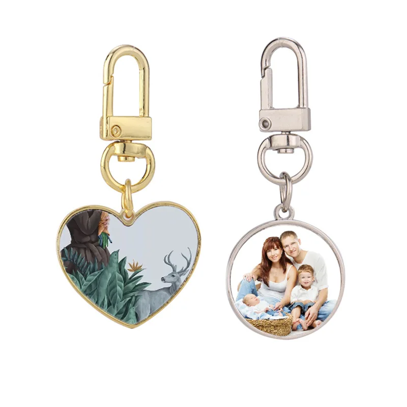 

DHL200pcs Sublimation DIY White Blank Metal Love Circle Shaped Keychain