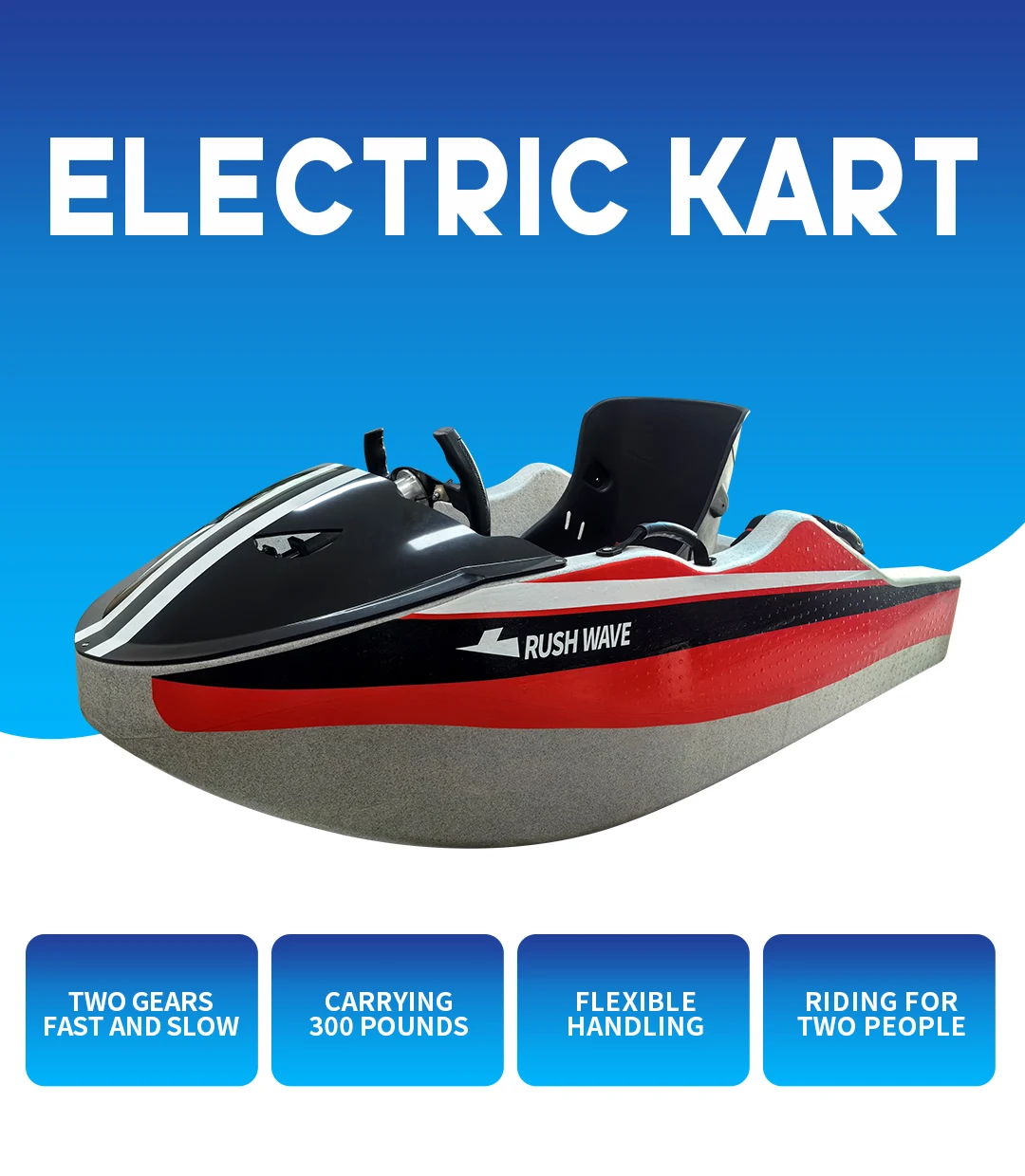 RUSH WAVE Mini Electric Kart Fun Multi Functional Fishing Boat Water Sports Water Skiing Electric Jetboat