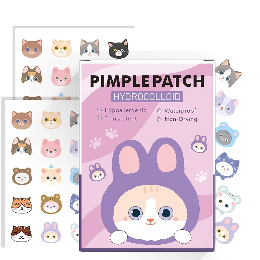 

40 PCS Cute Fun Cartoon Cat Pimple Stickers - Face Concealer Patches for Concealing and Cleaning Facial Imperfections. Ultra-thi