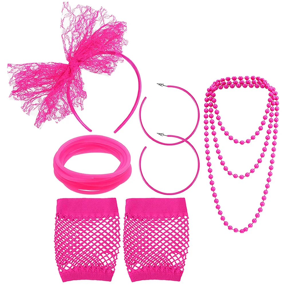 

1 комплект, ожерелье в стиле ретро, браслет, серьги, перчатки, повязка на голову, сувениры для вечеринки, реквизит для фотосессии на Хэллоуин, дискотека, танцевальная вечеринка