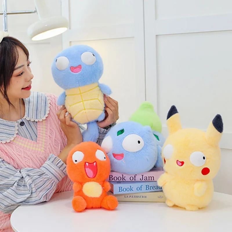 Funny Face Pokémon Plush Doll Charmander Bulbasaur Squirtle Soft Nap Pillow Collectible Toy Anime Fans Birthday Present 23cm