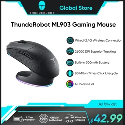 Thunderobot ML903 Wireless Gaming Mouse Three-mode with Charging Dock Esports Wireless Bluetooth 2.4G Wired 4K 26000 DPI PAW3395