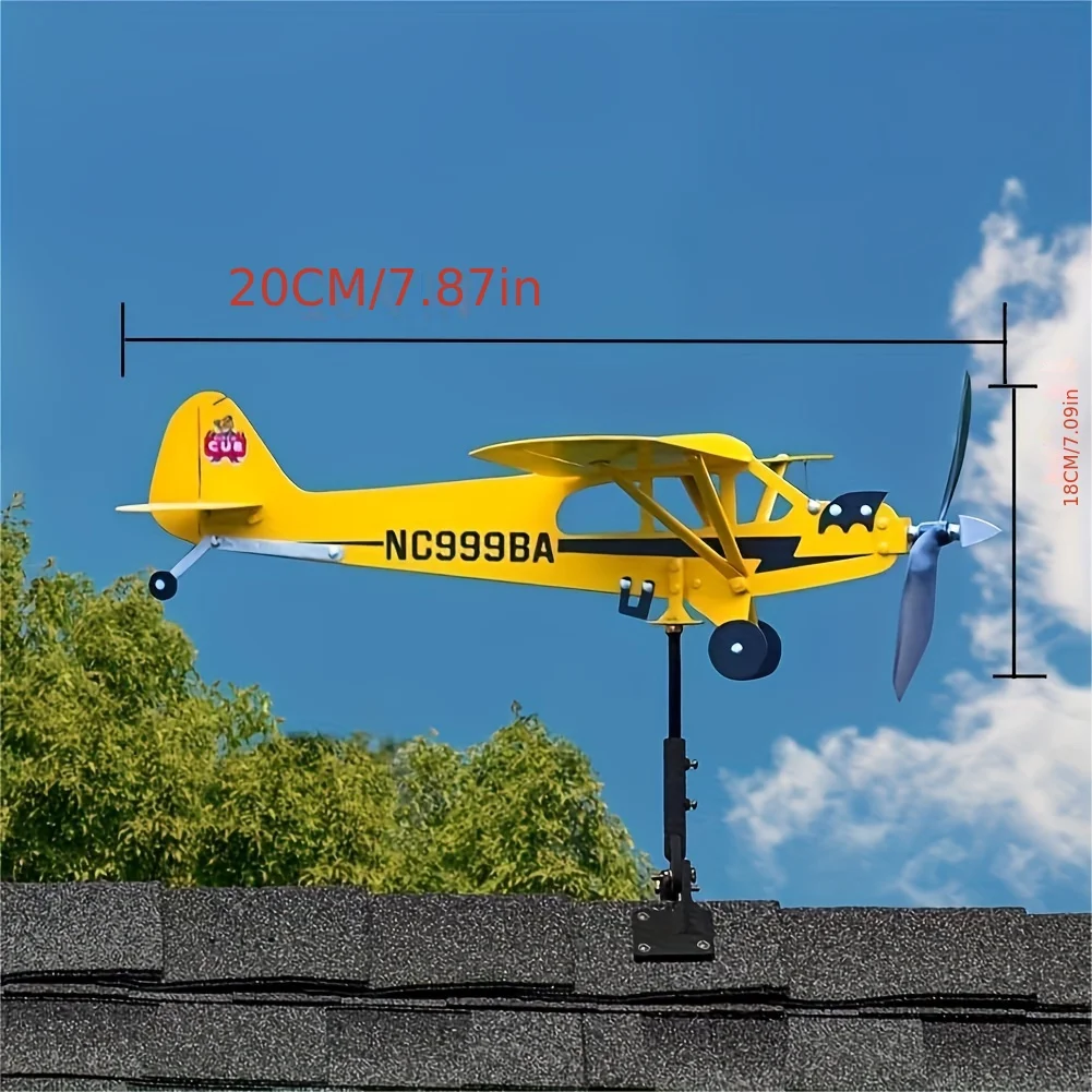 Creative Weather Vane Wind Direction Compass Pipe Airplane Weathervane Windmill 3D Outdoor Garden Decoration Metal Windmill