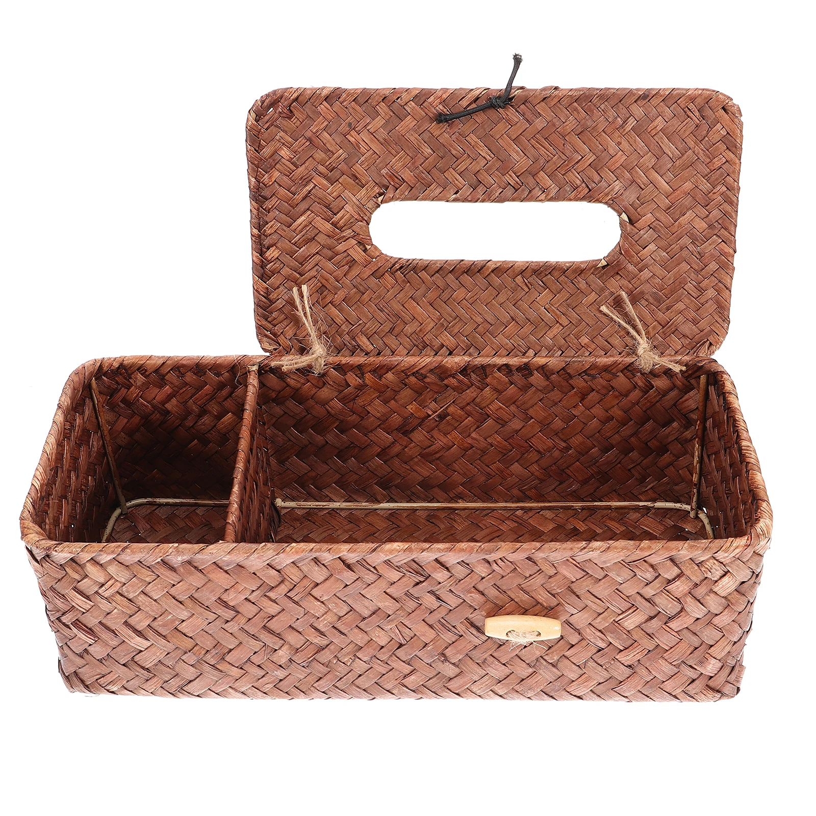 

Seaweed Woven Tissue Box Holder Metal Frame Home Office Car Rectangular Napkin Box Cover Storage Dispenser