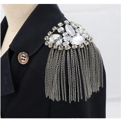 Fashion Handmade Shoulder Jewelry Tassel Rhinestones Epaulettes Clothing Accessories Brooch Epaulet Shoulder Brooches Gift