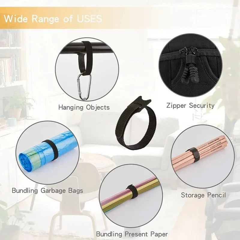 100pcs Releasable Cable Organizer Ties Mouse Earphones Wire Management Nylon Cable Ties Reusable Loop Hoop Tape Straps Tie image 6