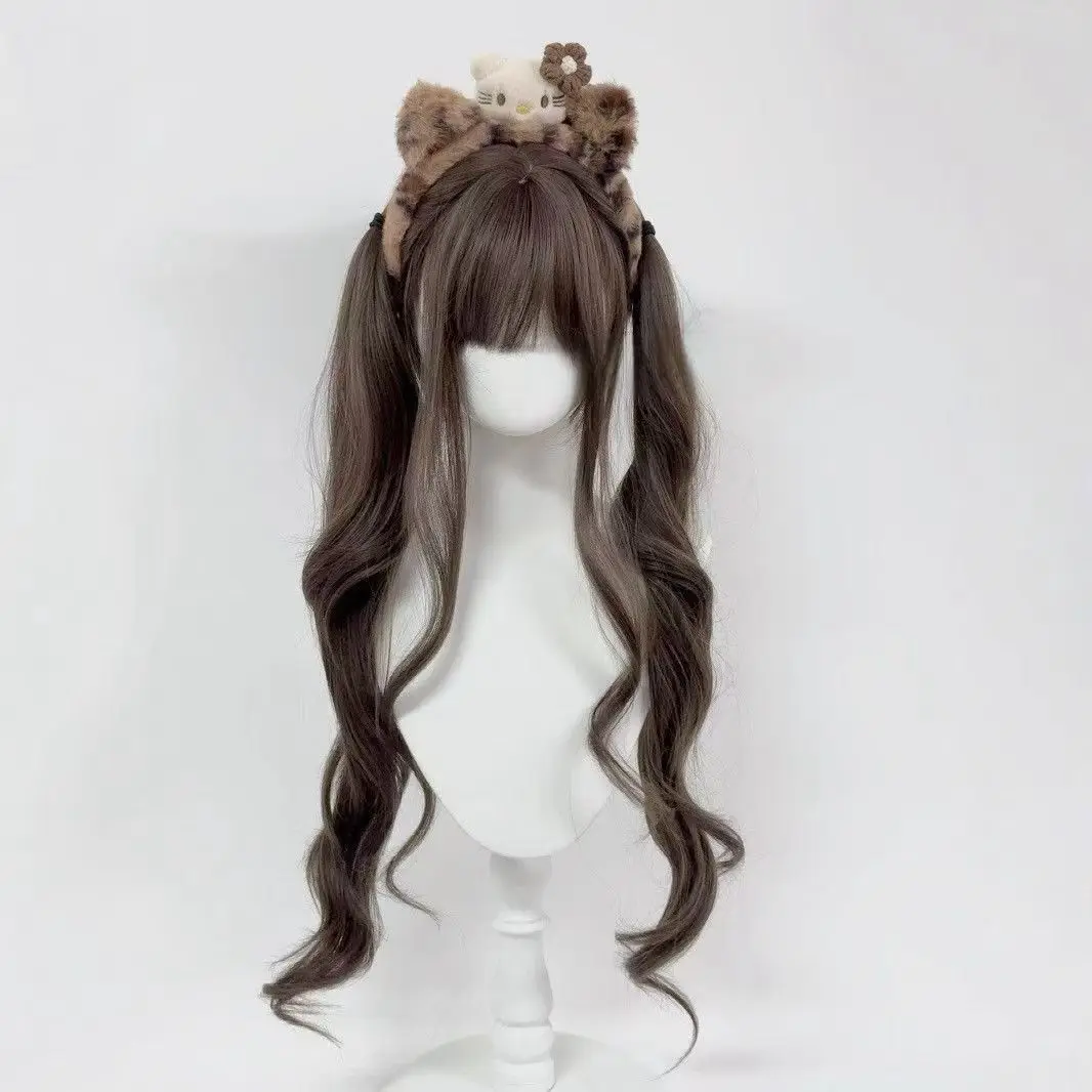 ‌Lolita Wig Double Ponytail - 85cm Curly Wig with Fake Scalp, No Reflection, Ready to Wear, Anime Cosplay Accessories