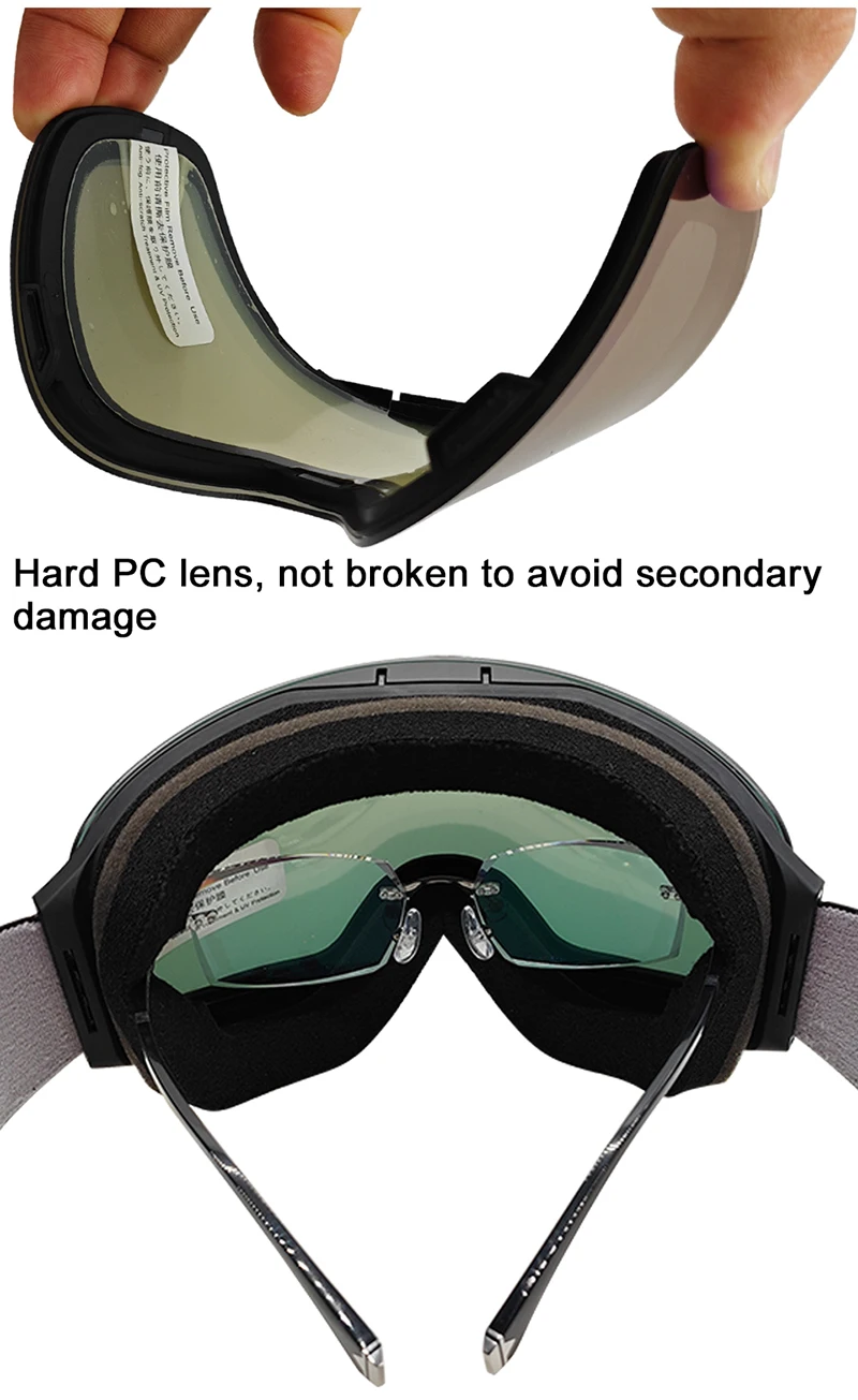 LOCLE Magnetische Skibrille Männer Frauen Doppelschichten Flip Up Snowboard Maske Skibrillen Antibeschlag OTG Motorrad Schneemobil Brille – Detail 13