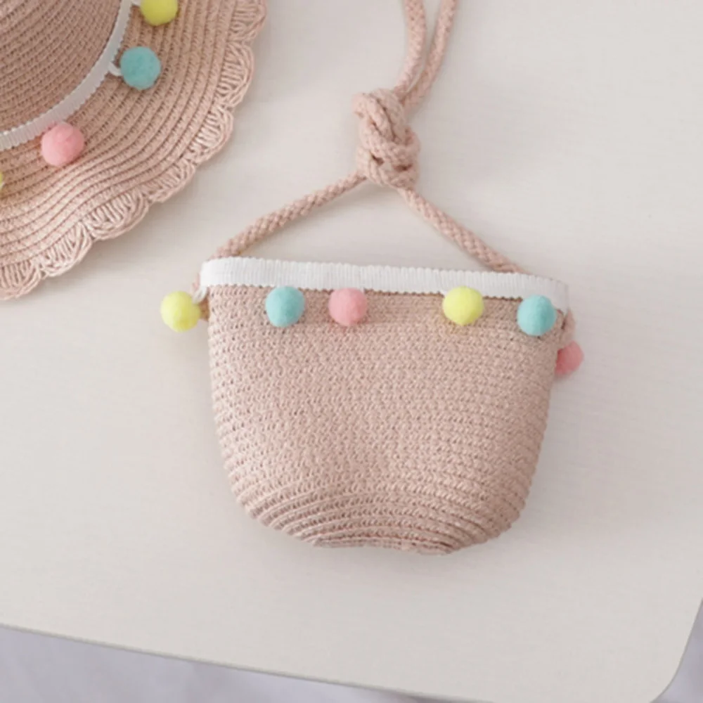 Kids Cute Hand Bag Children\'s Weave Shoulder Bags Fashion Straw Cross Bag For Girls Made From Natural