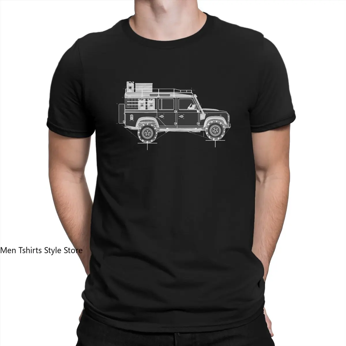 Men's T-Shirt Defender 110 rough Blueprint Fashion Cotton Tee Shirt Short Sleeve Land Rover SUV T Shirt O Neck Tops Printing