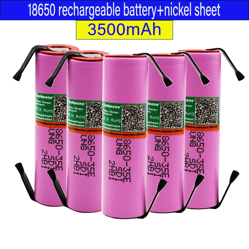 

3.7V high power battery For Samsung 35E INR 18650 20A 3500mah Lithium Lon Battery Replacement External Battery+nickel sheet