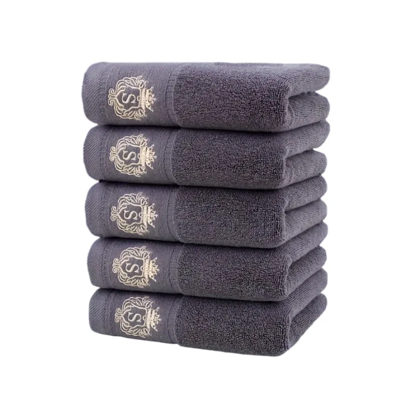 1/5/10PCS Grey Cotton Towels Set 34x74cm/70x140cm Embroidered Bathroom Towel Cover Personalized Sport Gift Towels 수건 세트 Toallas