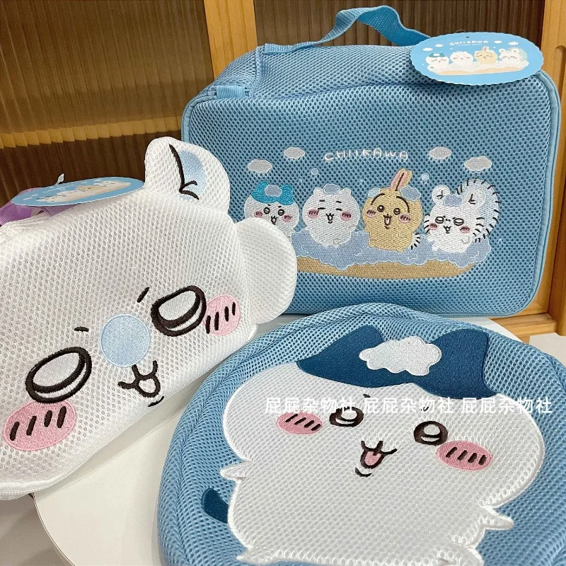 Kawaii Chiikawa Hachiware Large-capacity Mesh Cosmetic Bag Cartoon Usagi Embroidery Washing Household Laundry Bag Storage Bag