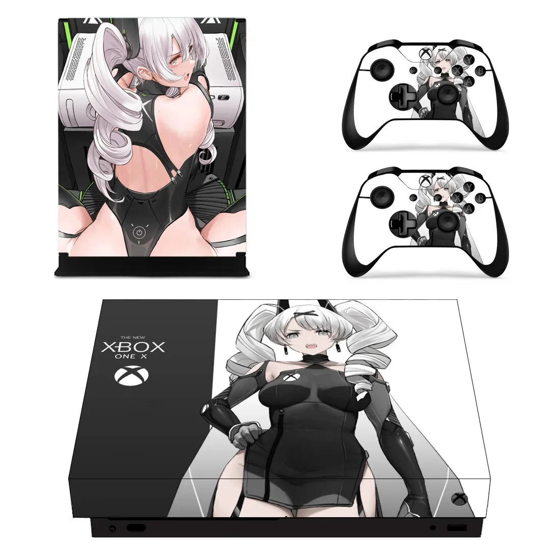 Anime Cute Girl Full Cover Skin Console & Controller Decal Stickers for Xbox One X Skin Stickers Vinyl