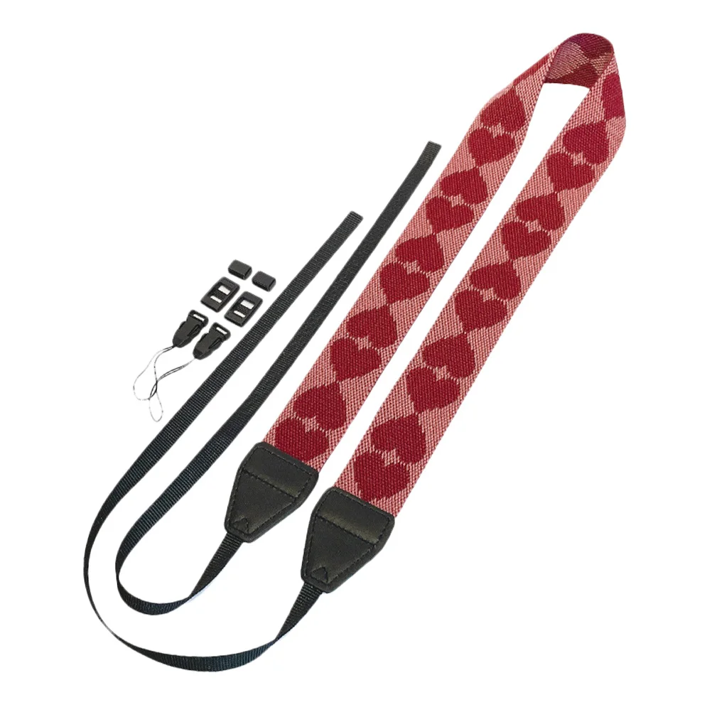 

Heart Pattern Camera Neck Strap Adjustable Polyester Camera Shoulder Sling for Outdoor Sports Travel Photography Accessories