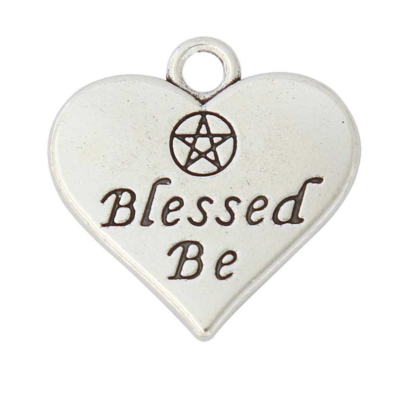 RAINXTAR Fashion 20pcs Alloy Blessed Be Heart Charms 19*20mm AAC447