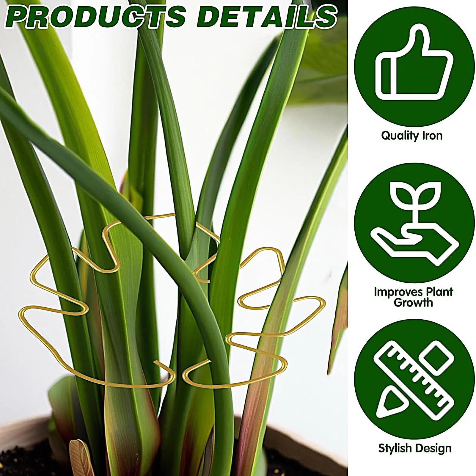 

Plants Stem Supports for Indoor Plant Support 4 Pieces Metal Reusable Stabilizer Decorative for Flower Pot Landscaping Project