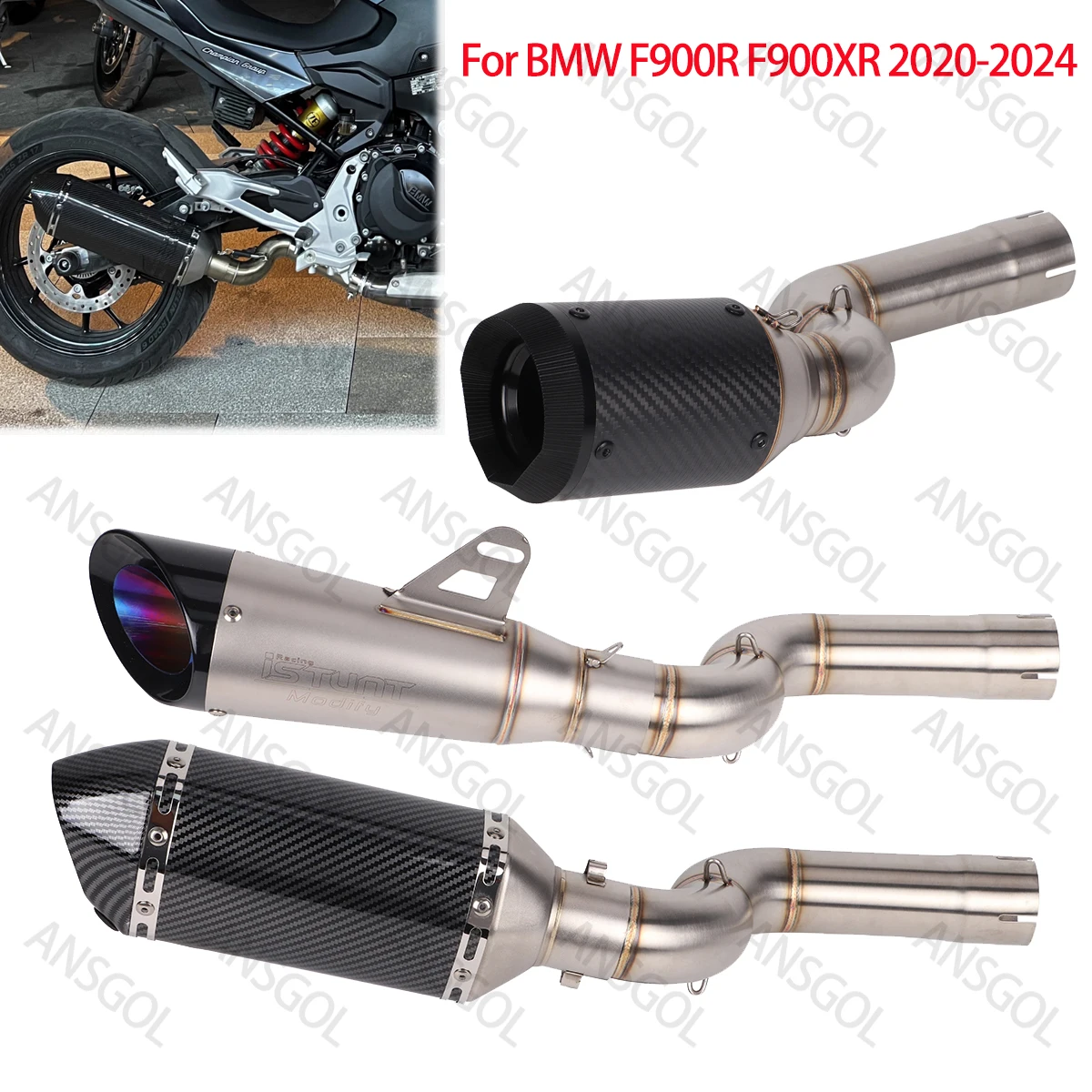 

F900 R Exhaust System Pipe Slip on For BMW F900R F900XR 2020-2024 Exhaust Escape Modifide Moto Muffler Link Pipe