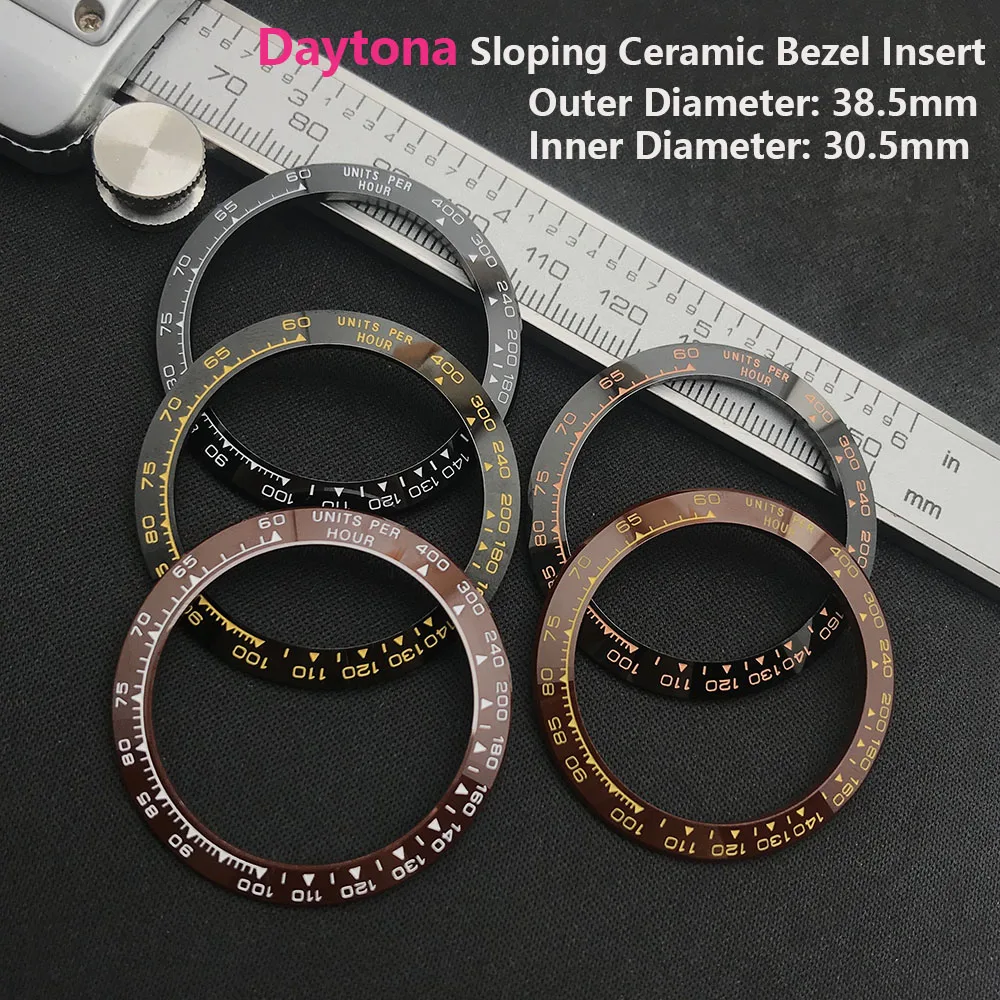 Daytona Sloped Ceramic bezel insert 38.5*30.5mm For Daytona watch parts (No Luminous