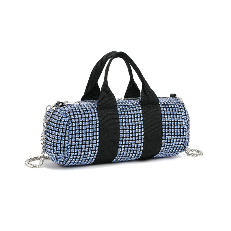 Bowling Women's Bag Spring Fashion Chain Diamond-encrusted Shoulder Oblique Span Handbag Sac De Marque Luxe Femme Rhinestone Bag