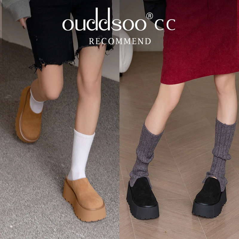

Ods High Heels Platform Women Slippers Suede Fashion Walking Shoes Woman Trend Pumps Dress Slingback Chaussure Femme Female Flat