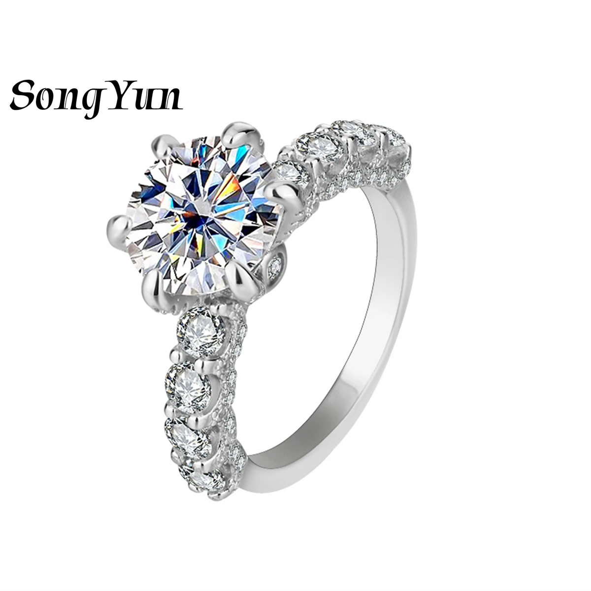 SongYun Designer Jewelry 925 Silver Bypass Ring D Color VVS1 Level Moissanite Diamond Ring Fashion for Women GRA Certificate