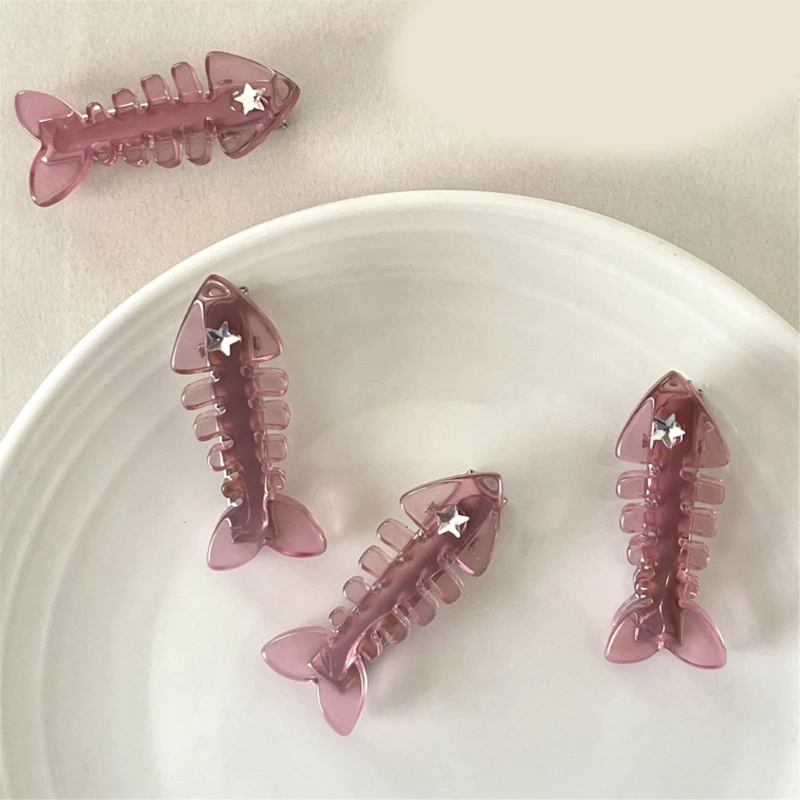 Q0KE Acrylic Fish Hair Clip for Teens Girls Hairpins Side Clip 2000s Barrettes for Women Side Bangs Subculture Hairpin