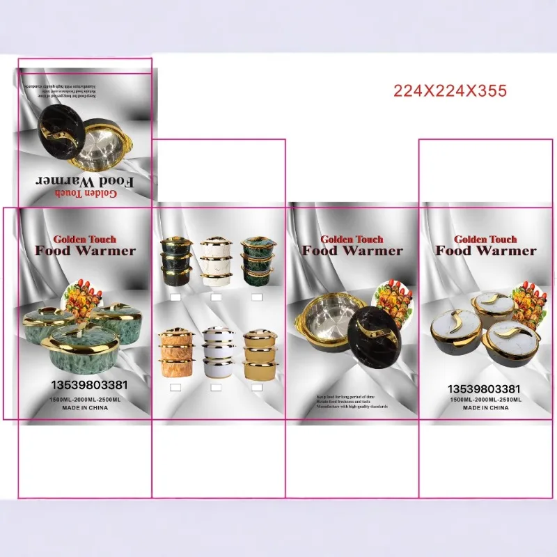 3Pcs 1500ml 2000ml 2500ml Round Food Warmer Container for Catering Serving