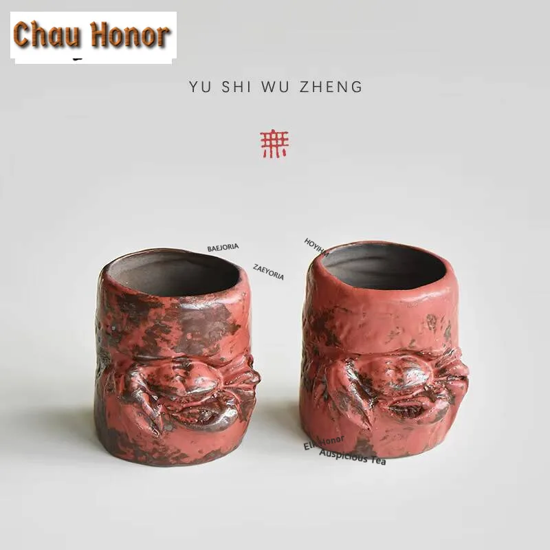 Handmade Relief Crab Tea Set Complete Set Boutique Pink Drawing Red Makeup Tea Ceremony Set 1 Pot 2 Cup Set Tea Services Gifts