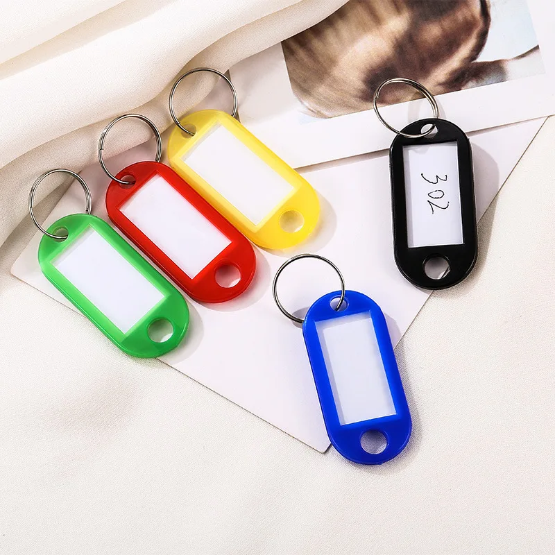 10pcs Key Tag Plastic Number Tag Colored Keychain Luggage Tag Label Classification Tagable Hang Tag Household Goods
