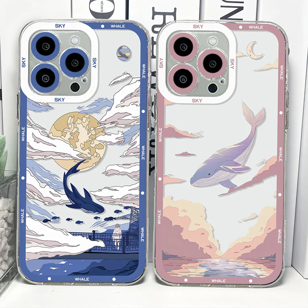 Custodia per telefono Cartoon whale Anime per Samsung S24 S23 S22 S21 S20 S10 FE Note20 Note10 Plus Ultra Lite 5G Cover morbida in silicone