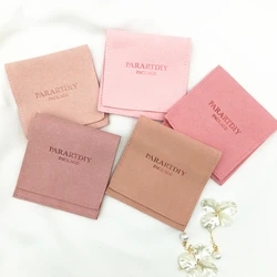 Logotipo personalizado Velvet Jewellery Bag Dobrado Microfibra Tecido Jóias Embalagem Organizador Saco para Anel Brincos Pulseira Display