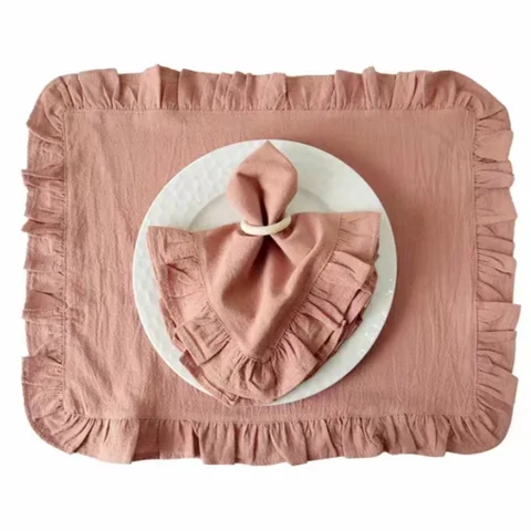 테이블 용 Placemats 코튼 100% Ruffule 냅킨 플레이트 Soft Flounced 웨딩 장식 하우스 온난화 선물 테이블 장식 파티