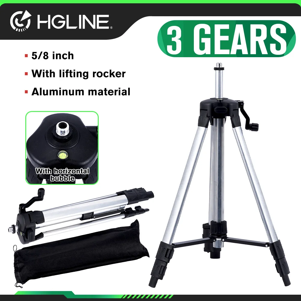 

HGLINE 1.2M 1.5M Laser Level Tripod Stretchable Tripod Suitable for 5/8 Inch Laser Level Aluminum Tripod with Lifting Rocker