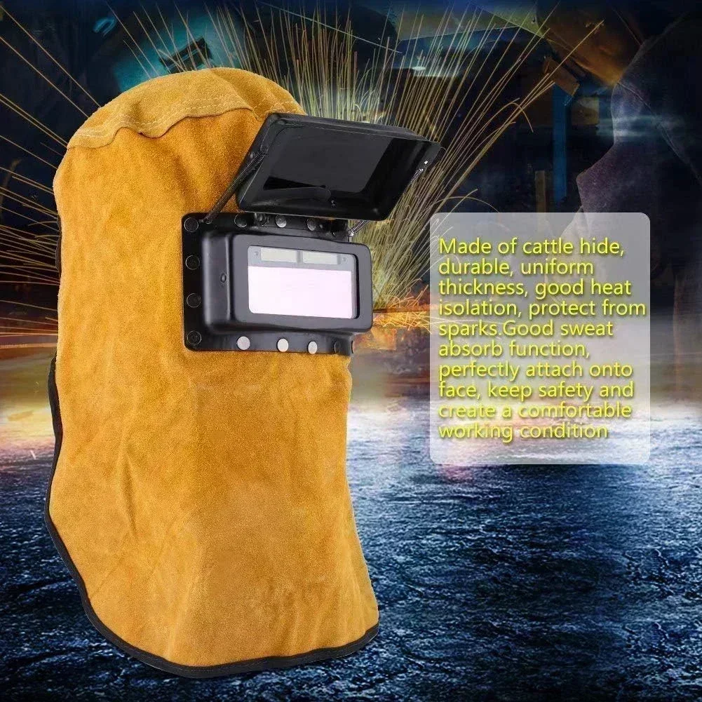 

Solar-powered Auto-darkening Filter Lens Welder's Cowhide Welding Helmet Visor, Breathable Welding Helmet With Hood Tools