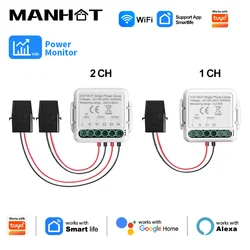 Tuya WiFi smart Energy Meter Bidirectional Two Way 1, 2 Channel with Current Sensor Clamp smart life Monitor Power 80A 110V/240V