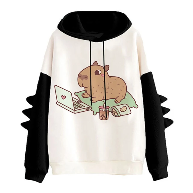 Sudaderas con capucha de dinosaurio Capybara Kawaii para mujer