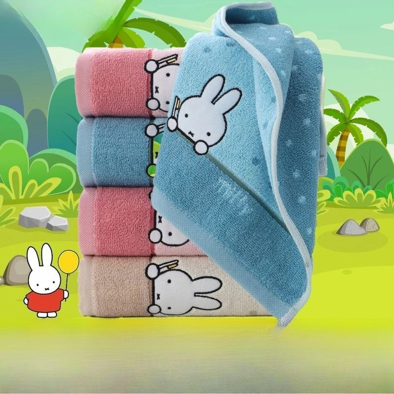 Miffy Pure Cotton Household Washable Men's and Women's Face Towels Cute Anime Creative Embroidery Thickened Soft Absorbent Towel