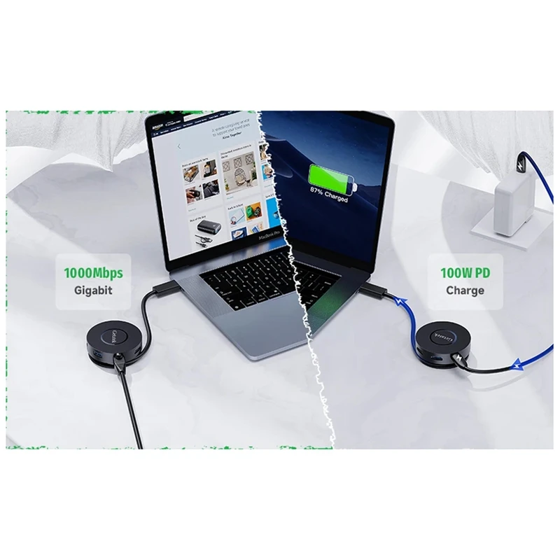 USB C Multiport Docking Station With 2 4K -Compitable 100W PD Micro-SD Card Reader USB 3.0 Hub RJ45 For  Dell 1 PCS