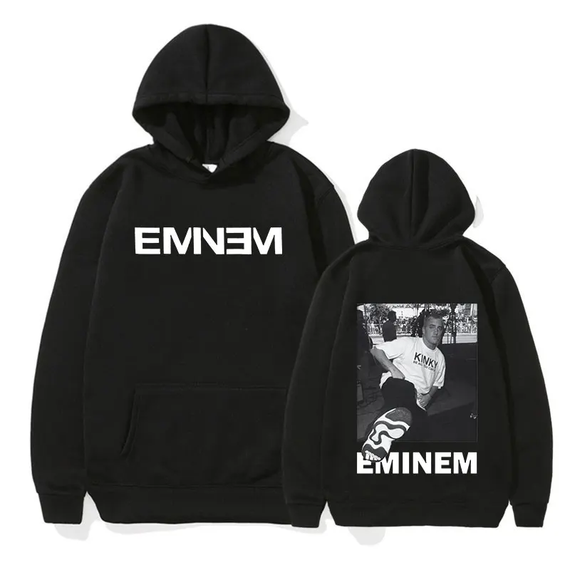 Rapper Eminem Pullover Hoodie Men's Cool Hip Hop Fashion Sweatshirt Unisex Casual Long Sleeve Oversized Hooded Gothic Streetwear