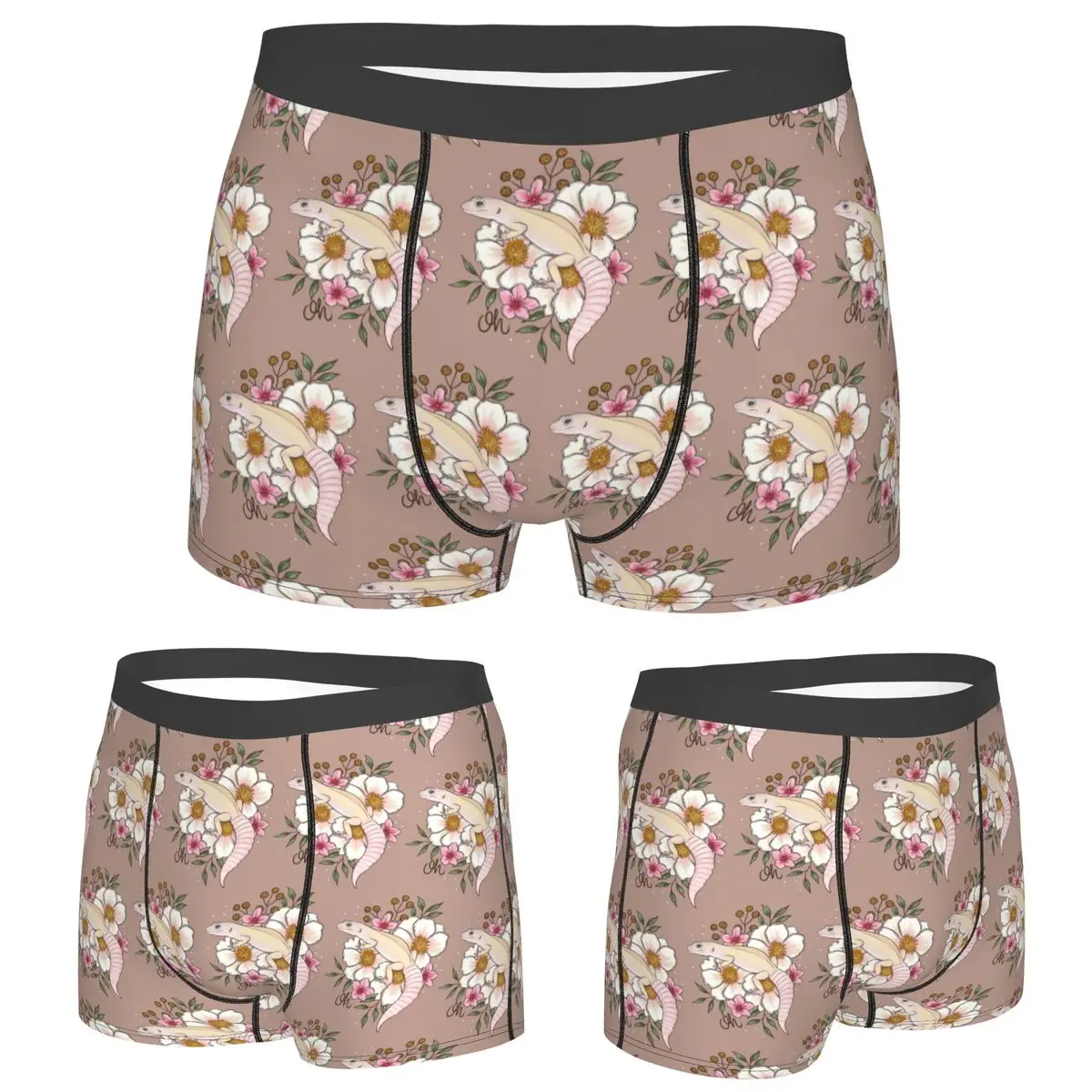 

Трусы-боксеры, шорты с леопардовым принтом Gecko Murphy's без узора с цветочным принтом, мужские трусы, мягкое нижнее белье для мужчин, подарки бойфренду