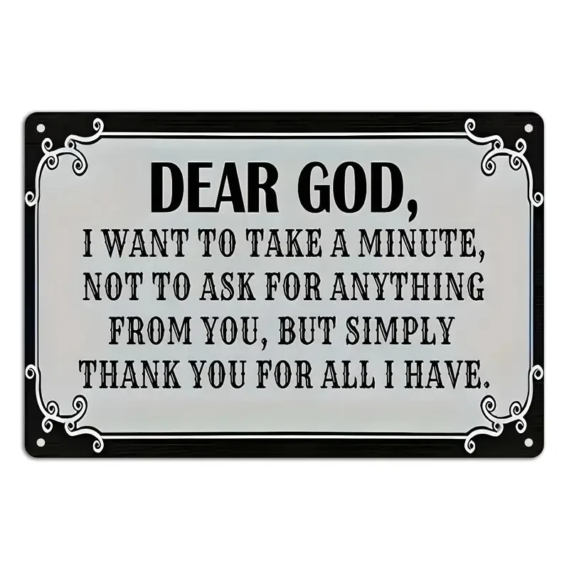 1Pcs 2D Flat Vintage Metal Decor Plaque, Religious Inspirational Wall Hanging with 