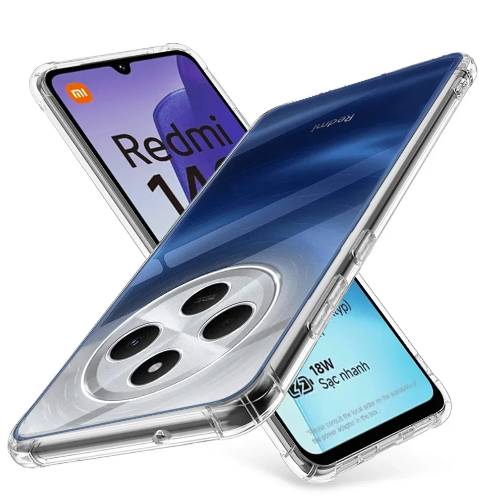 For Redmi 14C 4G 5G Case Crystal Shell Soft Silicone Phone Cover Little Mi Poco C75 PocoC75 Clear Shockproof Airbag TPU Fundas